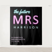 Toekomst Mrs Neon Lights Zwart Bachelorette Tapest Wandkleed (Voorkant)