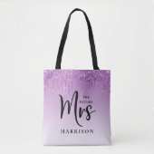 Toekomst Mrs Paarse Glitter druppels gepersonalise Tote Bag (Voorkant)