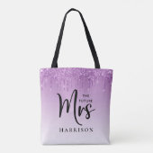 Toekomst Mrs Paarse Glitter druppels gepersonalise Tote Bag (Achterkant)