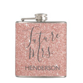 Toekomst Mrs. Roos Gold Blush Roze Sparkle Glitter Heupfles (Voorkant)
