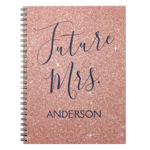 Toekomst Mrs. Roos Gold Blush Roze Sparkle Glitter Notitieboek