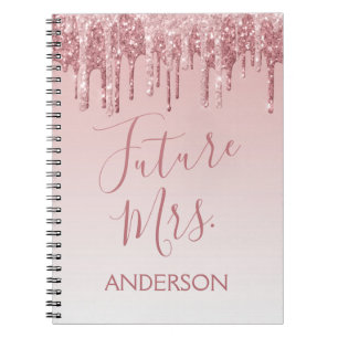 Toekomst Mrs. Roos Gold Blush Roze Sparkle Glitter Notitieboek