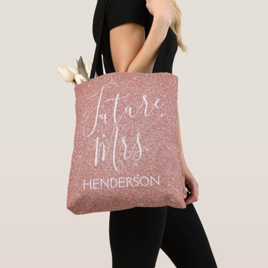 Toekomst Mrs. Roos Gold Blush Roze Sparkle Glitter Tote Bag (Dichtbij)