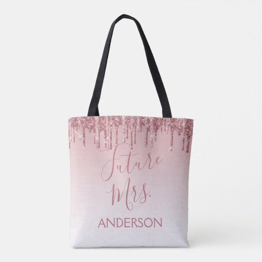 Toekomst Mrs. Roos Gold Blush Roze Sparkle Glitter Tote Bag (Achterkant)