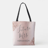 Toekomst Mrs. Roos Gold Blush Roze Sparkle Glitter Tote Bag (Achterkant)