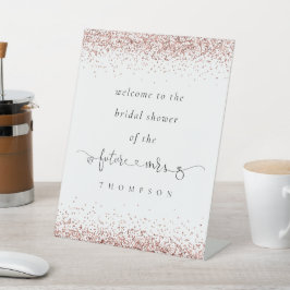 Toekomst Mrs Roos Gold Glitter Welkom Vrijgezellen Reclamebord Met Voetstuk