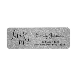 Toekomst Mrs Silver Faux Glitter Sparkle Etiket
