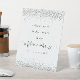 Toekomst Mrs Silver Glitter Welkom Vrijgezellenfee Reclamebord Met Voetstuk