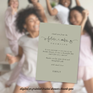 Toekomst Mrs Vrijgezellenfeest Light Sage Dank u Kaart