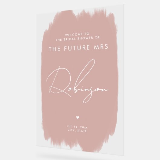 TOEKOMST MRS Vrijgezellenfeest Welkom Dusty Blush Acryl Bord (Hoek)