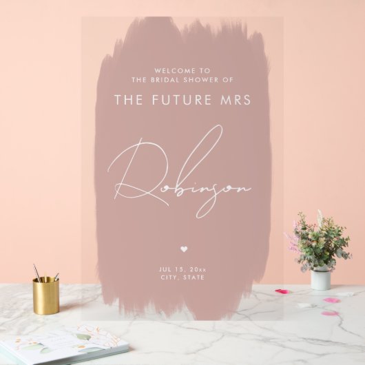 TOEKOMST MRS Vrijgezellenfeest Welkom Dusty Blush Acryl Bord (Huwelijk)