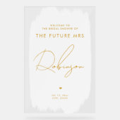 TOEKOMST MRS Vrijgezellenfeest Welkom Wit Goud Acryl Bord (Voorkant)