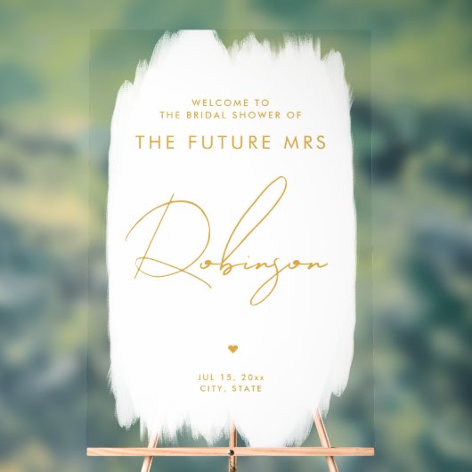 TOEKOMST MRS Vrijgezellenfeest Welkom Wit Goud Acryl Bord (Neutraal)