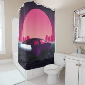 Toekomst opnieuw. sci-fi-achtergrond met stijl 80- douchegordijn (In situ)