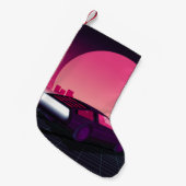 Toekomst opnieuw. sci-fi-achtergrond met stijl 80- kleine kerstsok (Voorkant (Hangend))