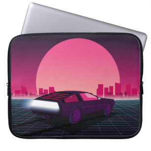Toekomst opnieuw. sci-fi-achtergrond met stijl 80- laptop sleeve