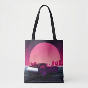 Toekomst opnieuw. sci-fi-achtergrond met stijl 80- tote bag