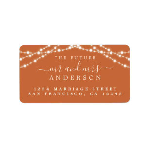 Toekomst van de heer Burnt Oranje Lights Wedding A Etiket