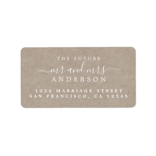 Toekomst van de heer Manuscript Kraft Paper Weddin Etiket (Voorkant)