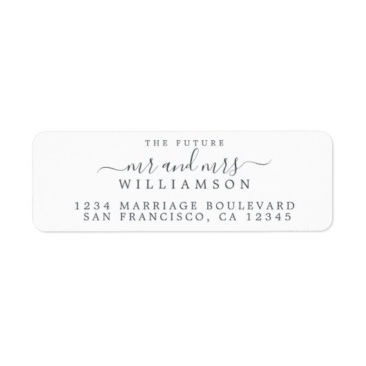 Toekomst van de heer Mrs Black White Wedding Retur Etiket (Voorkant)