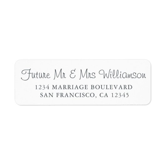 Toekomst van de heer Mrs Black White Wedding Retur Etiket (Voorkant)