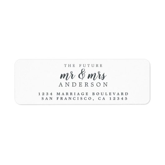 Toekomst van de heer Mrs Black White Wedding Retur Etiket (Voorkant)
