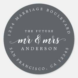 Toekomst van de heer Mrs Script Off-Black Return Ronde Sticker