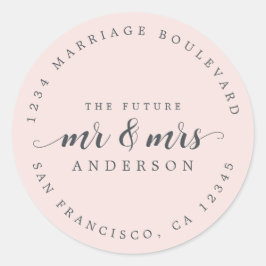Toekomst van de heer Mrs. Script Pastel Pink Retur Ronde Sticker