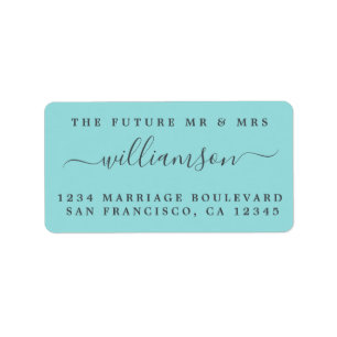 Toekomst van de heer Turquoise Wedding Return Etiket