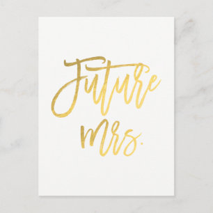 Toekomst van mevrouw Faux Gold Foil Modern: bespaa Aankondigingskaart