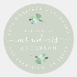 Toekomst van mevrouw Foliage Wedding Return Ronde Sticker