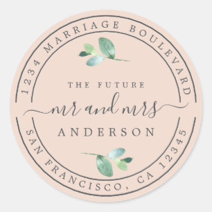 Toekomst van mevrouw Foliage Wedding Return Ronde Sticker