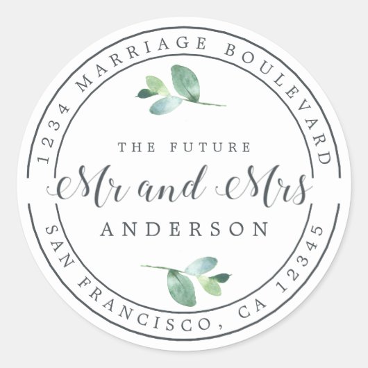 Toekomst van mevrouw Foliage Wedding Return Ronde Sticker (Voorkant)