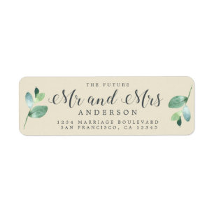 Toekomst van mevrouw Green Foliage Wedding Return Etiket