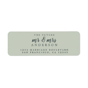 Toekomst van mevrouw Pastel Green Wedding Return Etiket