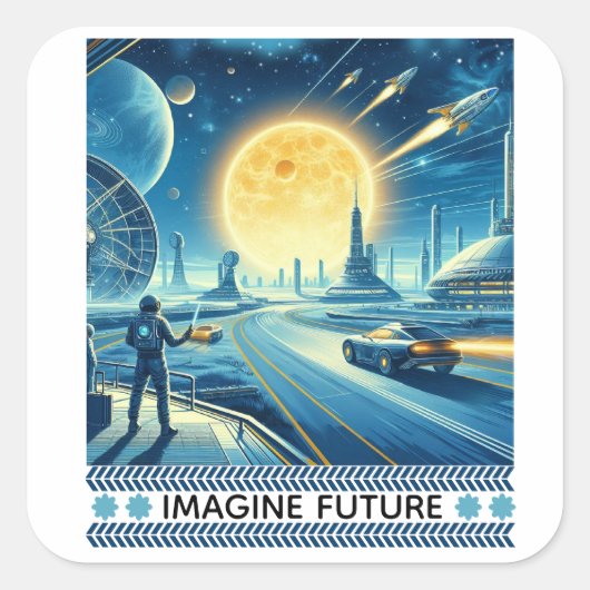 toekomst vierkante sticker (Voorkant)