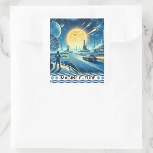 toekomst vierkante sticker (Tas)