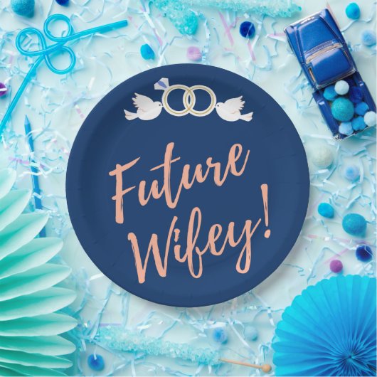 Toekomst Wifey Tortelduifjes in Deep Blue Paper Bo Papieren Bordje (Feest)
