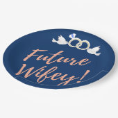 Toekomst Wifey Tortelduifjes in Deep Blue Paper Bo Papieren Bordje (Gekanteld)