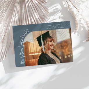 Toekomst Ziet Er Helder Leisteenblauw Gebogen Foto Aankondiging