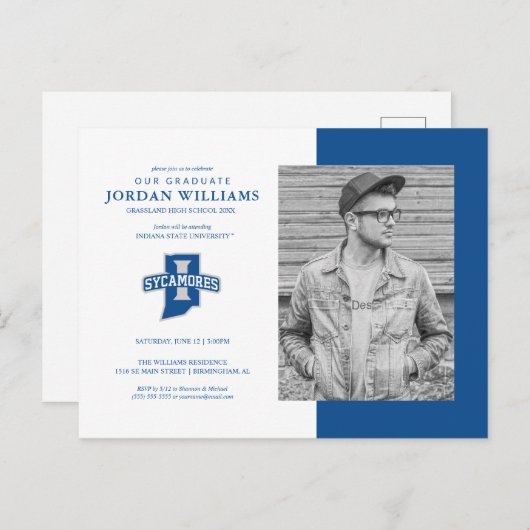 Toekomstig afgestudeerde van Indiana State Aankondigingskaart (Voorkant / Achterkant)