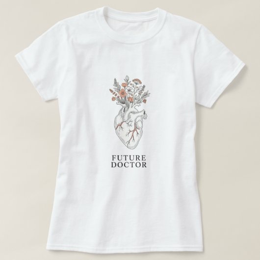 toekomstig arts | Anatomisch hart met Bloemen Bouq T-shirt (Design voorkant)
