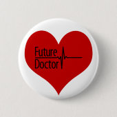 Toekomstig arts - Rode EKG-hart Ronde Button 5,7 Cm (Voorkant)