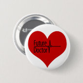 Toekomstig arts - Rode EKG-hart Ronde Button 5,7 Cm (Voorkant /achterkant)