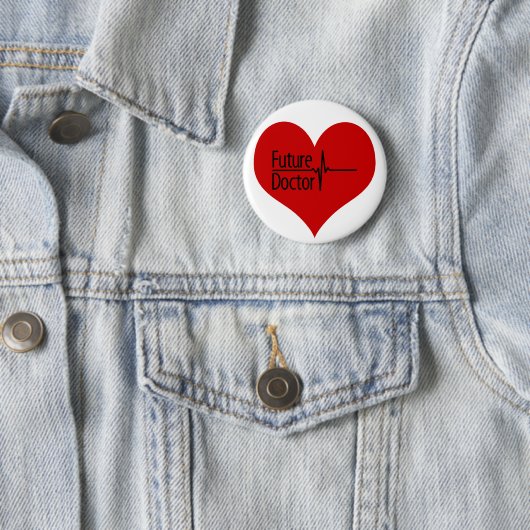Toekomstig arts - Rode EKG-hart Ronde Button 5,7 Cm (In situ)
