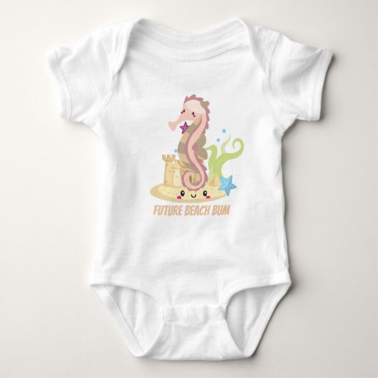 Toekomstig baby unisex kawaii zee paard romper (Voorkant)