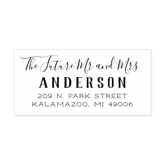 Toekomstig bruidspaar script huwelijksadres rubberstempel (Afrduk)