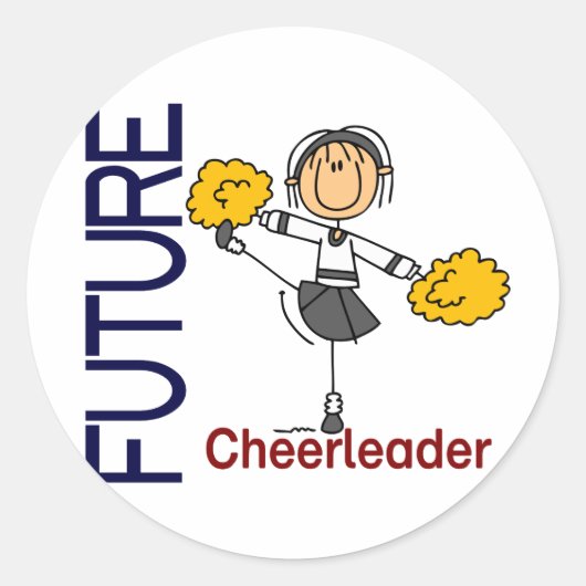 Toekomstig Cheerleader Stick figuur Ronde Sticker (Voorkant)