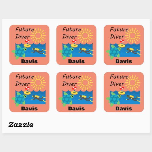 Toekomstig duikontwerp - Vierkante stickers (Vel)