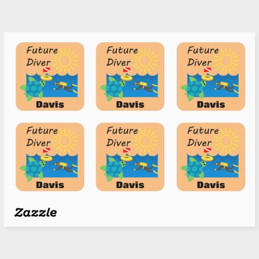 Toekomstig duikontwerp - Vierkante stickers (Vel)